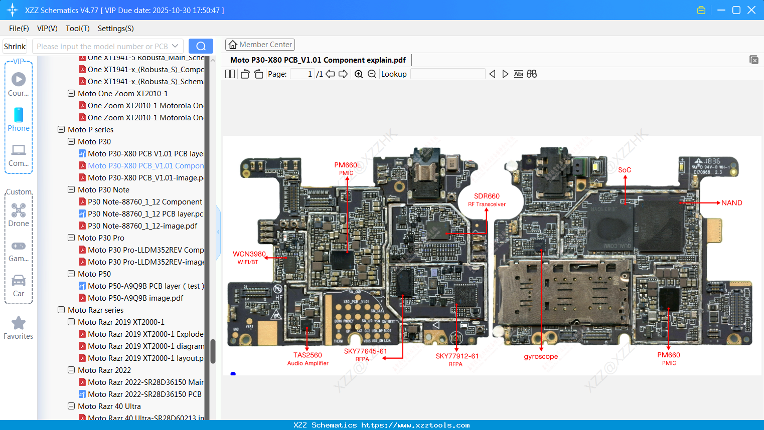 Motorola Moto P30-X80 PCB_V1.01 Component Explain